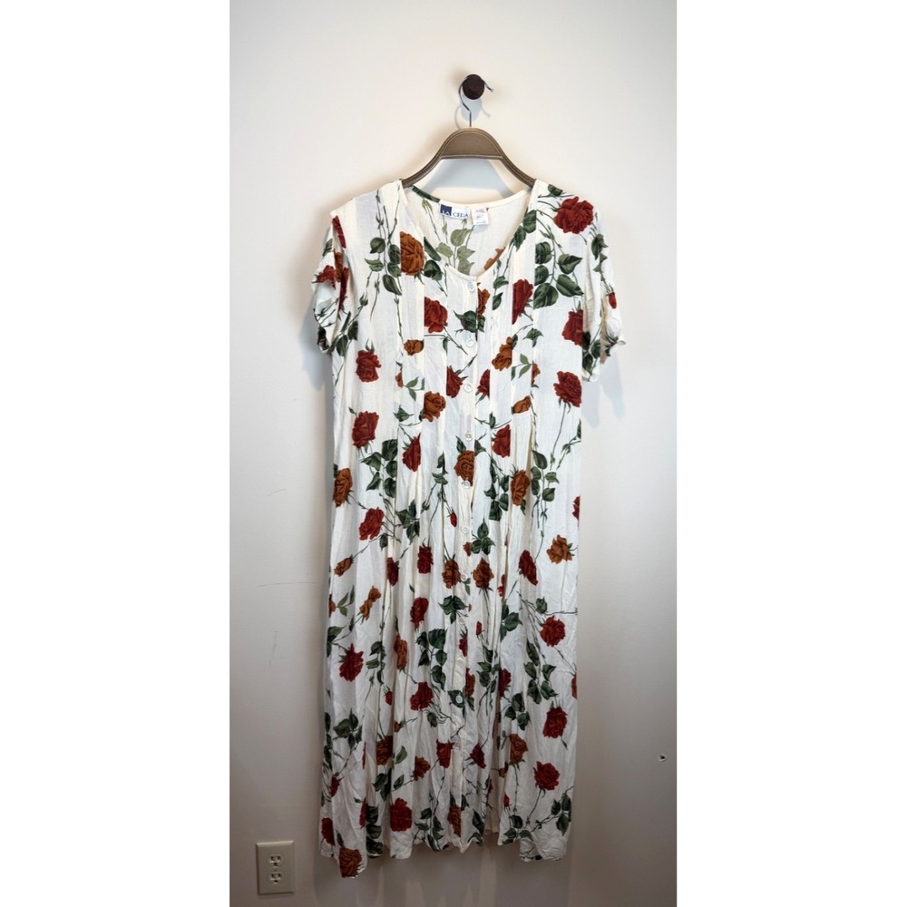Vintage Women's La Cera Rose Floral Maxi Dress Lightweight Cottagecore Size M